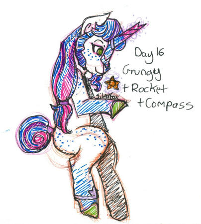 An unicorn in a seated pose, looking at a star-gem held above his hooves