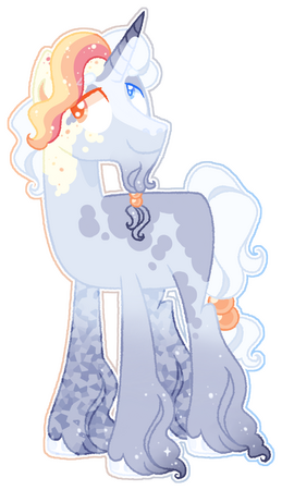 A unicorn standing there with a happy look on his face
