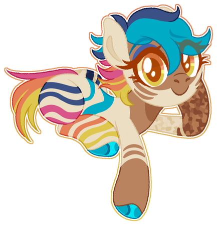 An earth pony laying down casually, one arm dangling down